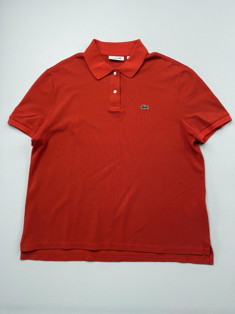 Lacoste Polo Shirt Mens 46 Red Solid Short Sleeve Croc Logo Casual Cotton Knit